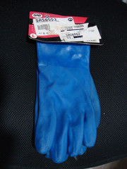 SAS Safety Gloves # 6553 Dipped, Large, PVC, Blue, For Gun Washing, Pair