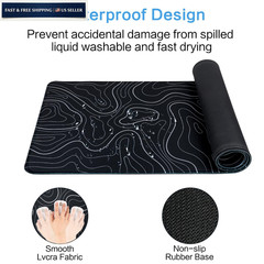 Gaming Mouse Pad Large 31.5 x 11.8in Topographic 11.8″ x 31.5″, Black