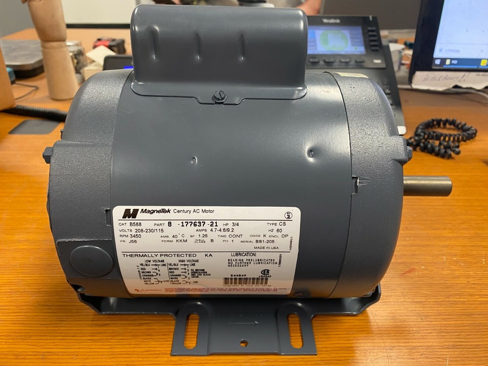 👀 NEW MAGNETEK 1/3 HP AC MOTOR 115/208-230 VAC J56 FRAME 3450 RPM 1 PHASE B588