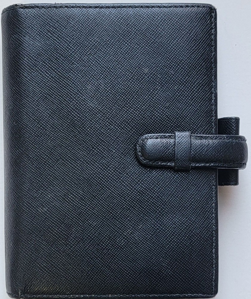 Vintage Filofax Pocket Portobello – Black Italian Textured Leather