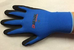 (12 Pair) Blue Coated Latex/Poly/Cotton Safety Gloves by Diesel (SMALL- X-LARGE)