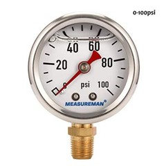 1.5″ Dial Size, Liquid Filled Fuel Pressure Gauge, 0-100Psi, +/-3-2-3%, 1/8″NPT