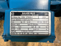 👀 NEW BAUER MLD 0.5 HP GEARMOTOR 0.37 kW 1620 RPM 230/460V BG40Z-11/D07LA4/AM