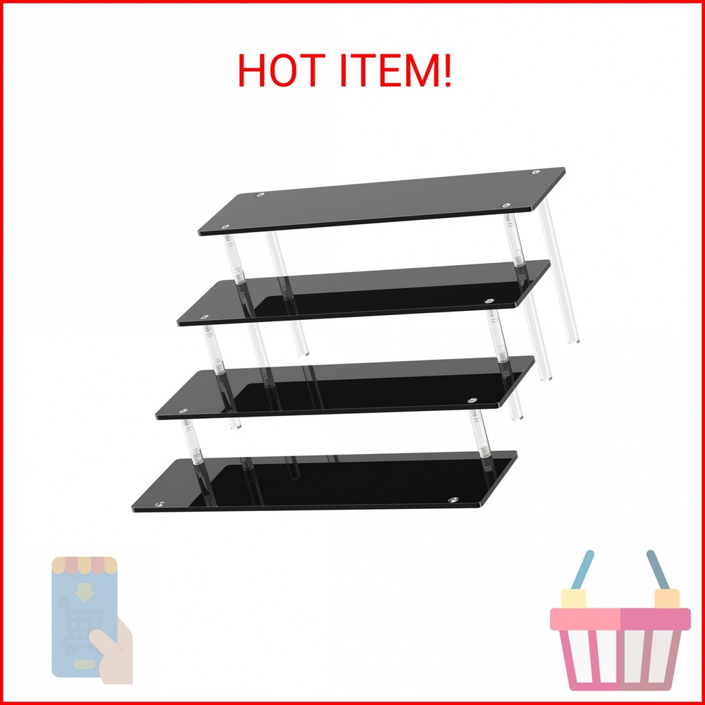 4 Tier Acrylic Display Risers, Black Perfume Organizer Stand, Large Cupcake Stan