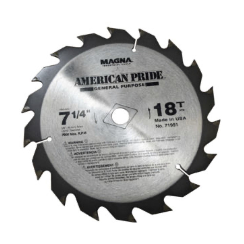 Box Qty: 10 – 7-1/4″ x 18T ATB C1 CarbTip Amer Pride GP Circular Saw Blades