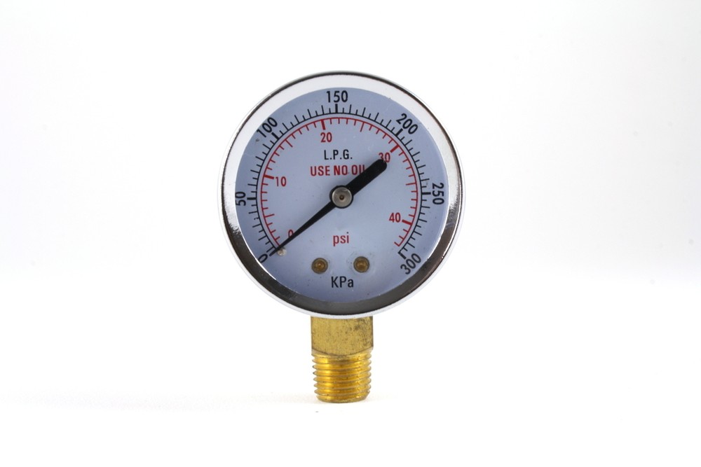 Low Pressure Gauge for Propane Regulator 0-40 psi – 2 inches – 1/4″ NPT