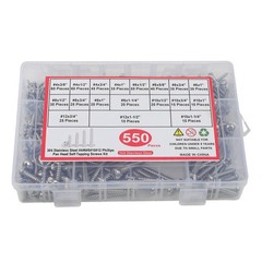 550Pcs 304 Stainless Steel Wood Screws Assortment Kit Phillips #4 #6 #8 #10 #12