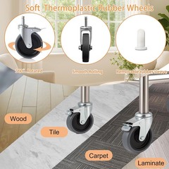5 Inch Swivel Stem Caster W/ Brake 7/16″ Heavy Duty Rubber Wheels Set of 4