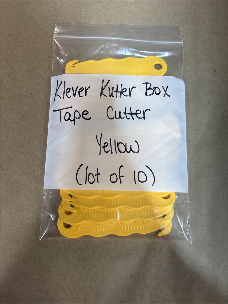 Lot of 10 Klever Kutter Box Tape Cutter Knife Double Shielded Blade Yellow