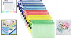 B6 Size Waterproof Mesh Pouch Set, 10 Multicolored Zipper Bags for Home & Office
