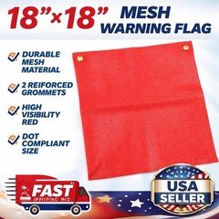 (4 Pack) RED Oversize Load Signs Traffic Safety Warning Flags – 18 X 18- Mesh