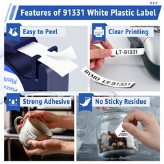 5pk DYMO LetraTag Refill 91331 White Plastic Lable Tape 12mm Compatible LT-100H