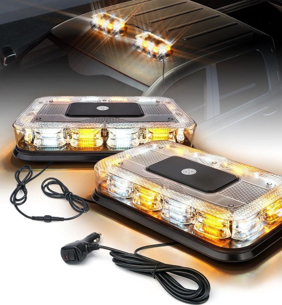 72 LED Magnetic Mount Roof Top Strobe Warning Light 2-in-1 Flash Beacon Light