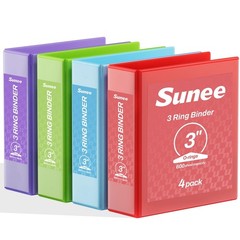 3-Inch 4-Pack Binders, Classic Color Set, 3 Ring, 8.5×11 Inches, Office & School