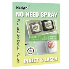KOALA Matte Waterslide Decal Paper for INKJET & LASER Printers, No Need Spray…