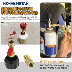 R134a Can Tap Automotive Self Sealing AC Refrigerant Freon Tank Adapter Black