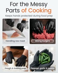 Protectmate 5 Mil Black Nitrile Gloves for Food Prep – Small, Box of 100