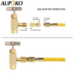 R134A Can Tap Refrigerant Dispenser Tank Adapter HeavyDuty Brass 1/4 1/2 ACME