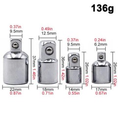 4pc Silver Black Variable Diameter Sleeve Square Sleeve Conversion Flying Head A