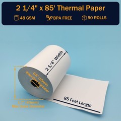 (50 Rolls) 2 1/4 x 85 Thermal Paper Rolls, BPA Free Thermal Receipt Paper Rol…