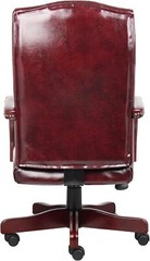 High Back Executive Office Chair Mahogany Bonded Leather Premium Lumbar Support
