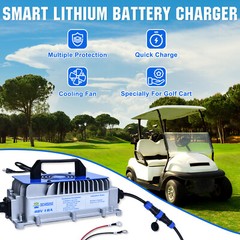 48V 100Ah LiFePO4 Golf Cart Battery 18A Charger Bluetooth Monitor Metal Case