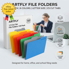 120Pack Colored File Folders Letter Size 8.5×11 1 3 Cut Tab Office Filing Set