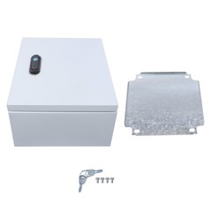 12x10x6″ NEMA 4X Steel Electrical Box, IP56 Waterproof Lockable w/Mounting Plate