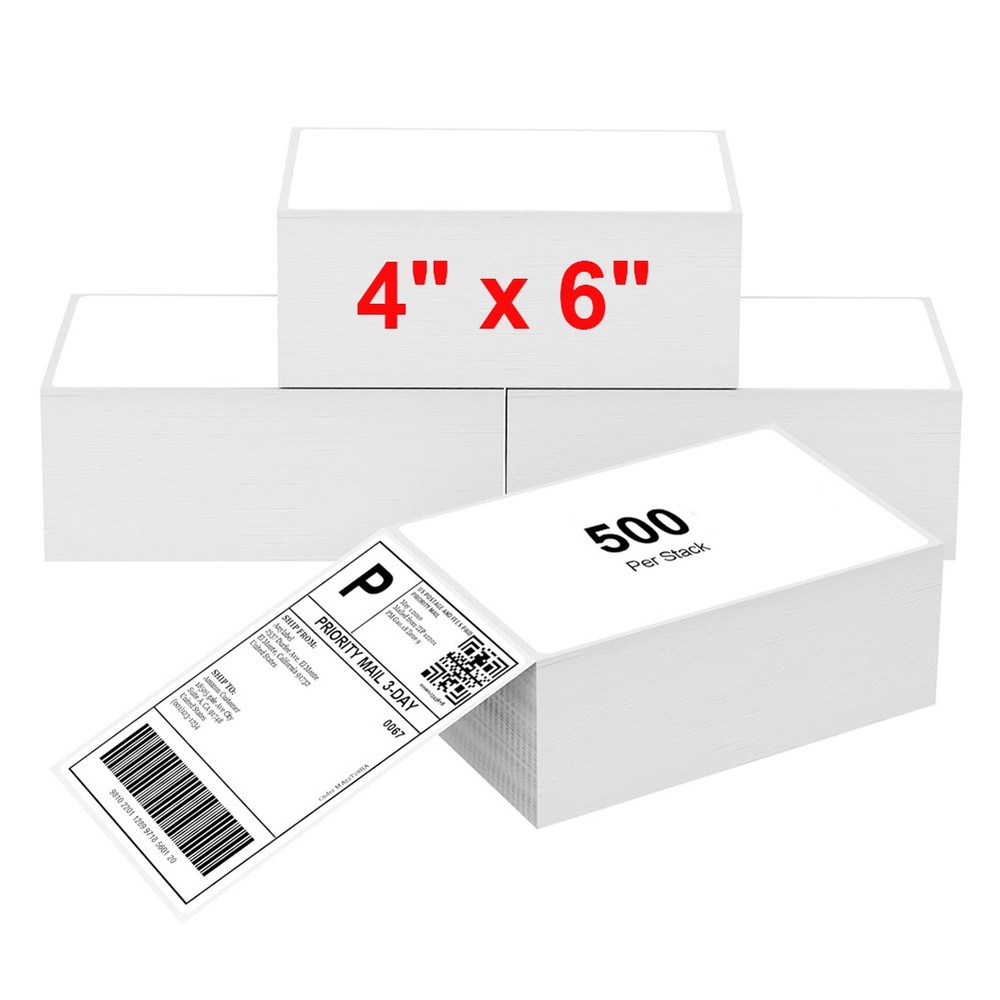 4×6 Thermal Labels Fanfold 500/Stack Address Shipping Labels for Thermal Printer