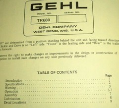 Gehl TR 680 Two Row Attachment Operators Owners Manual ORIGINAL! 5/76 corn head