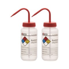 2PK Acetone Wash Bottle, 500ml – Wide Mouth, Pre-Labeled – LDPE – Eisco Labs