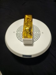 Wheelock E90A-24MCC-ALW White Ceiling Mount Speaker Strobe with Amber Lens