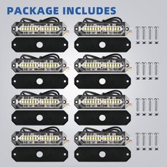 PKINGLAKE 8-Pcs Purple/Amber LED Funeral Escort Emergency Strobe Grille Lights