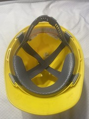 Vintage PSE&G MSA V-Gard Yellow Hard Hat w/ Ratchet Suspension, ANSI Class E