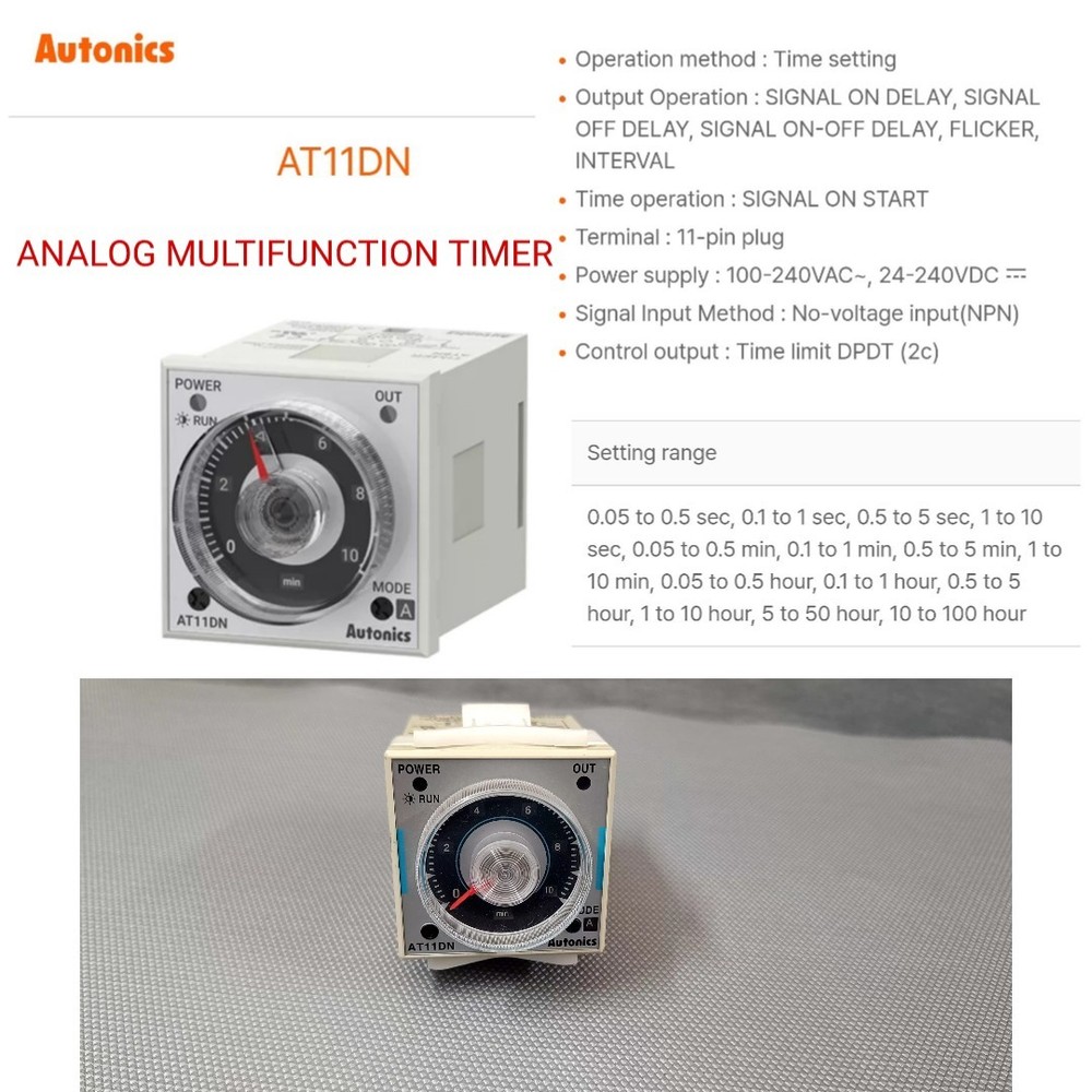 AUTONICS AT11DN Multi Function Analog Timer 100-240V AC 24-240VDC FAST SHIPPING