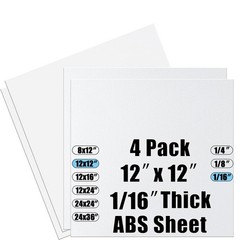 White ABS Plastic Sheet Heat Moldable Panel Board 1/16x12x12 Inch 4 PCS