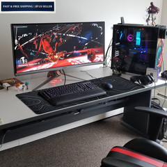 Gaming Mouse Pad Large 31.5 x 11.8in Topographic 11.8″ x 31.5″, Black