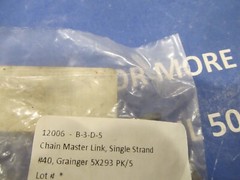 TSUBAKI, 40CL Single Strand, #40 Chain Master Link 5X293 PK/5 New Unused Surplus