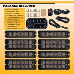 ELECHOI 8-pcs Ultra Slim Amber White LED Emergency Flashing Warning Strobe