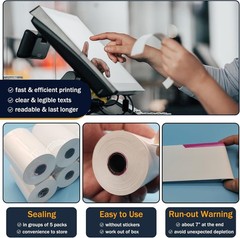 50 Rolls Thermal Paper Rolls 2 1/4 x 85 BPA Free