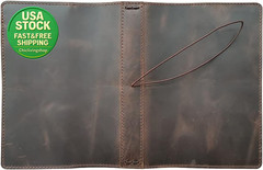 Travelers Notebook Cover A5 Dark Brown Genuine Leather with Pockets Card Slots