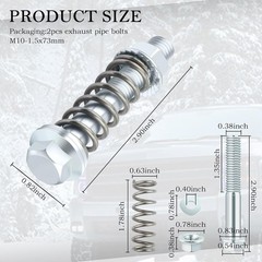 2PCS Professional Exhaust Flange Bolt and Nut Kit with Springs, Color: Silver