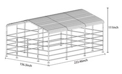 13×20 Ft Heavy Duty Galvanized Steel Livestock Shelter for Cattle Horses Farm