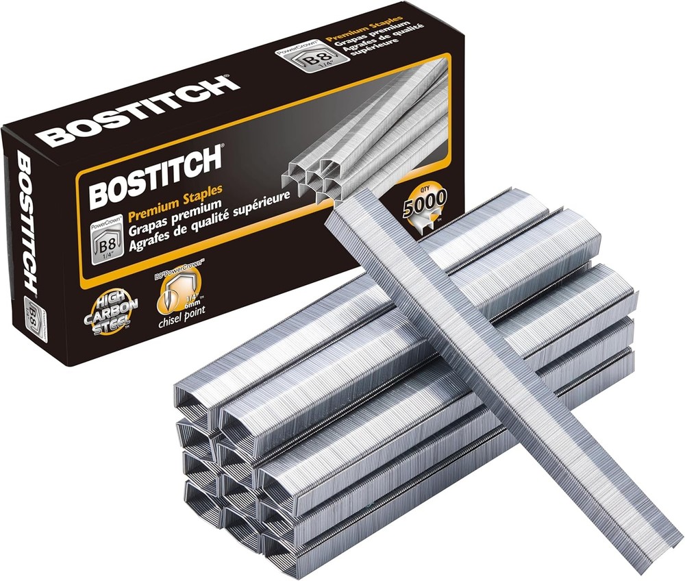 Bostitch Office B8 PowerCrown 0.25 Inch Staples, Pack of 5,000 Staples