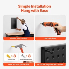 VEVOR Metal Pegboard Panels 2 Pcs 24″ x 12″ Wall Organizer for Garage Storage