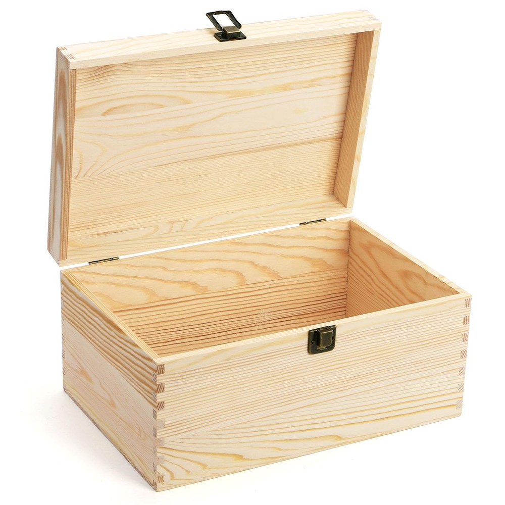yarlung Unfinished Wooden Box with 11.8 x 7.9 x 5.9 inches, Light Brown