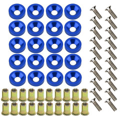20PC CNC Fender Washer Bolt Rivet Nut Kit M6x20mm Aluminum Anodized Set