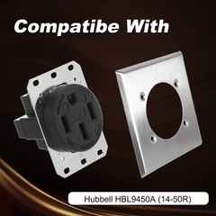 2 Gang Single Hole Outlet Cover Wall Plate &4 Screws for HBL9450A 14-50R Hubbell