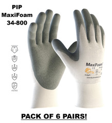 6 Pairs – PIP 34-800 MaxiFoam G-Tek Premium Nitrile Foam Coated Gloves Size: Med
