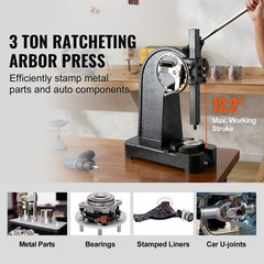 VEVOR Ratchet Type Arbor Press 3 Ton Manual Leverage Arbor Press with Handwheel